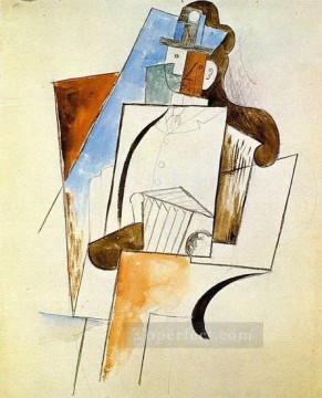 cubism - Accordionist Man in a hat 1916 cubism Pablo Picasso